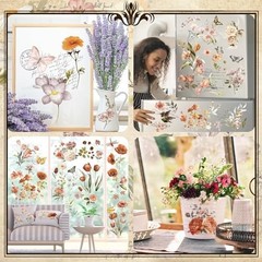 25 Vintage Flower Rub-On Transfers – Wildflower Stickers for DIY Crafts & Home D