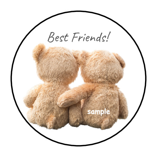 30 TEDDY BEAR BEST FRIENDS ENVELOPE SEALS LABELS STICKERS 1.5″ ROUND