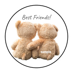 30 TEDDY BEAR BEST FRIENDS ENVELOPE SEALS LABELS STICKERS 1.5″ ROUND