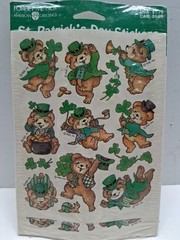 New Sealed VTG American Greetings St. Patrick’s Day Leprechaun Bear Stickers