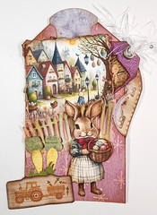 Easter Bunny Carrot Farm Tractor Tags Hidden Pocket OOAK #35 3D Handmade
