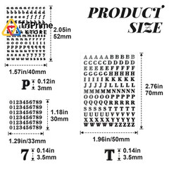 OIIKI 640pcs Small Metal Letter Number Stickers, 3D Self-Adhesive Mini Black
