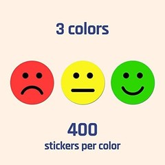 1200 Pieces – 1″ Happy/Sad Smile Face Behavior Emotion Stickers, Red/Yellow/Gree