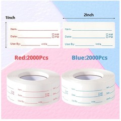 Blue & Red Date Stickers for Freezer – 4000 Pieces, 1×2 Inch