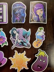 STICKERS x 10 Purple Inspiration Mermaid Flowers Sun Orchid Tape Eggplant 32A7