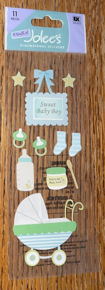Jolees Sweet Baby Boy Title Stroller Carriage Infant Bottle Scrapbook Stickers