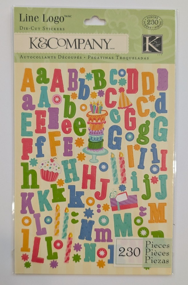 Confetti Birthday Alphabet Die-Cut Scrapbooking Stickers By K&Company