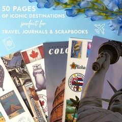 300+ Travel Stickers for Scrapbooking & 20 A5 Papers – Pre-Cut Washi Stickers…