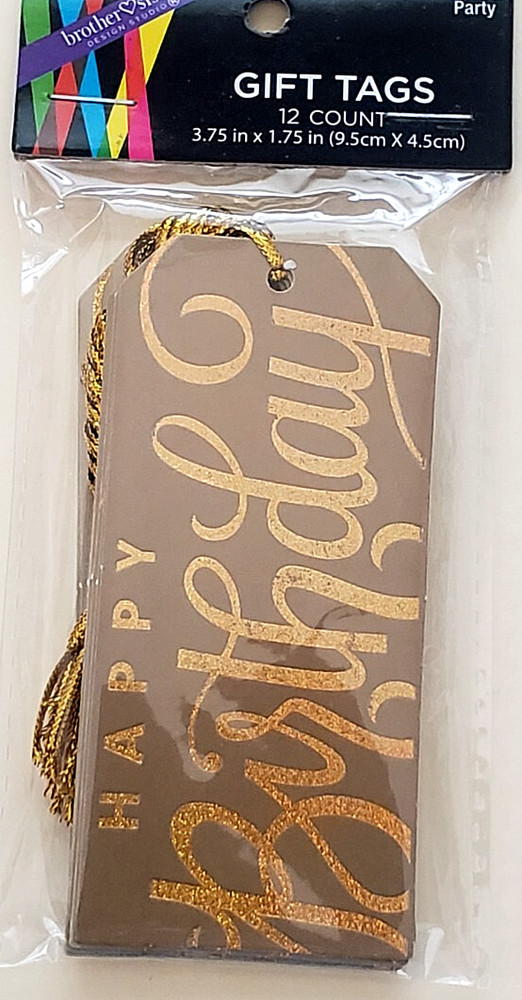 Brother Sister Design Studio HAPPY BIRTHDAY GIFT TAGS – GOLD – 12 pcs