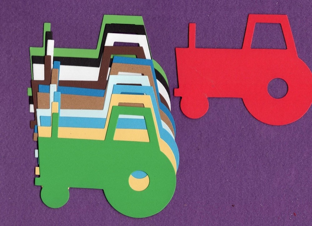 TRACTOR die cuts scrapbook cards