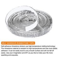 0.35 Inch Self Adhesive Rhinestone Strips 3 Yard for Crafts,Silver
