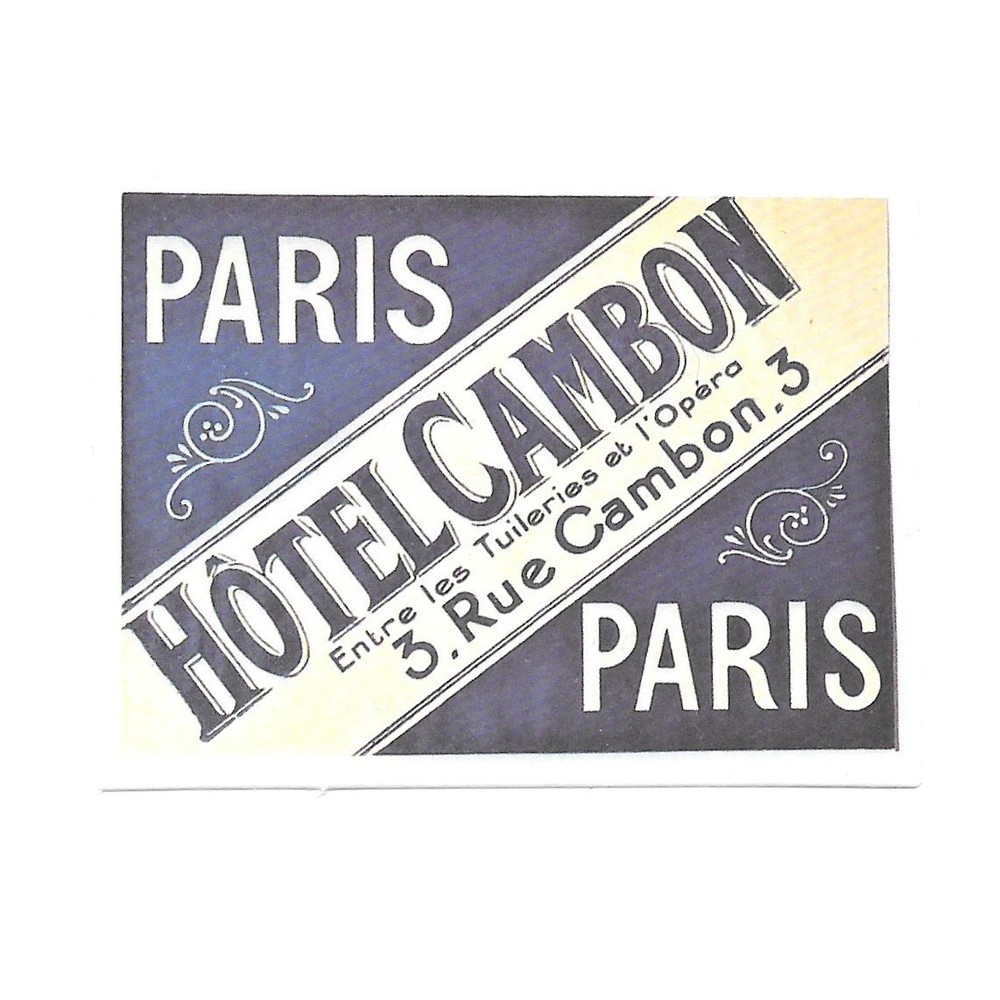 Vintage Hotel Cambon Paris France Travel Paper Sticker Decal Die Cut Retro