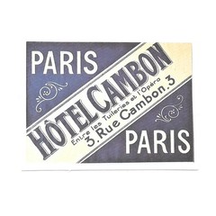 Vintage Hotel Cambon Paris France Travel Paper Sticker Decal Die Cut Retro