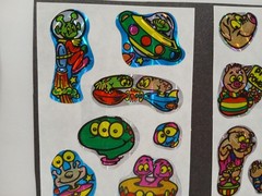 Vintage 1980s Prism Sticker Lot Reflective Hologram Pigs Aliens Rare KEM Unused