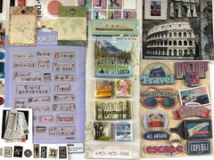 LARGE LOT OF 210 PCS TRAVEL EUROPE PARIS ROME CRUISES SCRAPBOOK PAPERS STICKERS