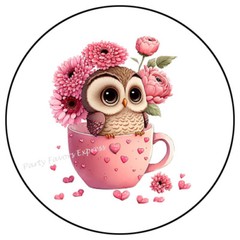OWL COFFEE TEA CUP FLOWERS ENVELOPE SEALS LABELS STICKERS PARTY FAVORS