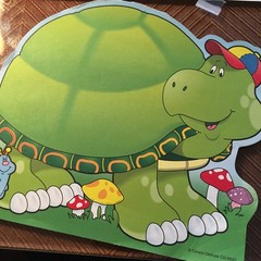 5 Paper Cut Out Turtles, Craft Pieces, about 6 x 7” open pad, attached at top, 5