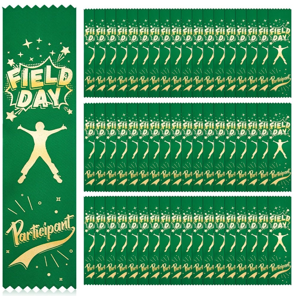 100 PCS Field Day Participant Ribbons Award Prize Winner Recognition Card Set