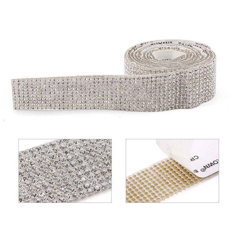 5X Crystal Sticker Self-Adhesive Rhinestone Tape Trim Fake Diamond Ribbon DIY