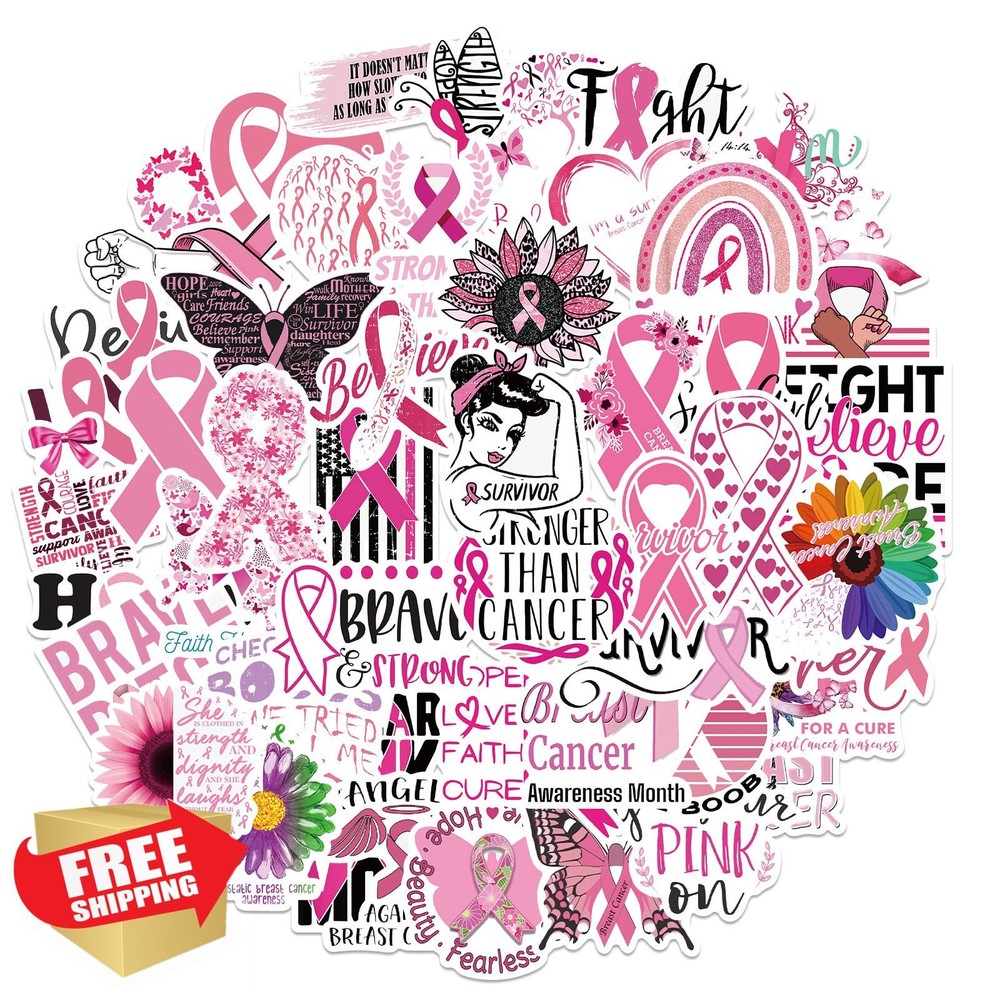 Hozeuiy Breast Cancer Awareness Pink Ribbon Stickers