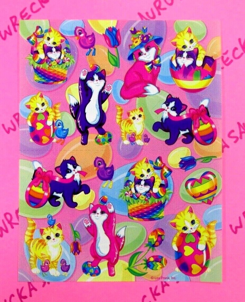 Vintage Lisa Frank Cats & Kittens Easter Stickers