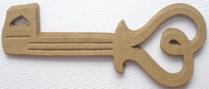 {4} HEART SCROLL KEY – Raw Bare Chipboard Die Cuts – 1 1/2″ x 3 3/4″