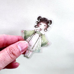 Little Lotus Flower Girl Stickers Asian Junk Journal Collage Scrapbooking