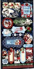 Graphic 45 Let It Snow 12″ Cardstock Stickers Christmas Polar Bear Scrapbook VTG