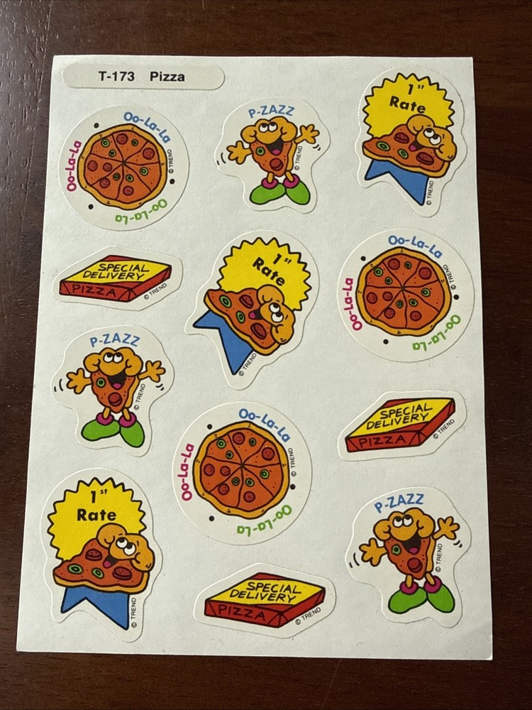 🍕 Vintage 80s Trend T-173 Pizza Scratch & Sniff Sticker Sheet Stinky Stickers !