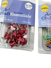 Mini Brads NEW Lot of 700 Office Scrapbooking Fasteners Hearts Stars Blue Purple