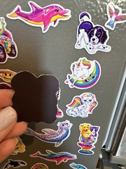 Handmade Magnet Lot Made W/ Lisa Frank Sticker Alien Cheetah Panda 90s Art