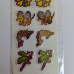 vintage Metallic Iridescent Cartoon Bugs Lady Bug Bee Caterpillar sticker sheet