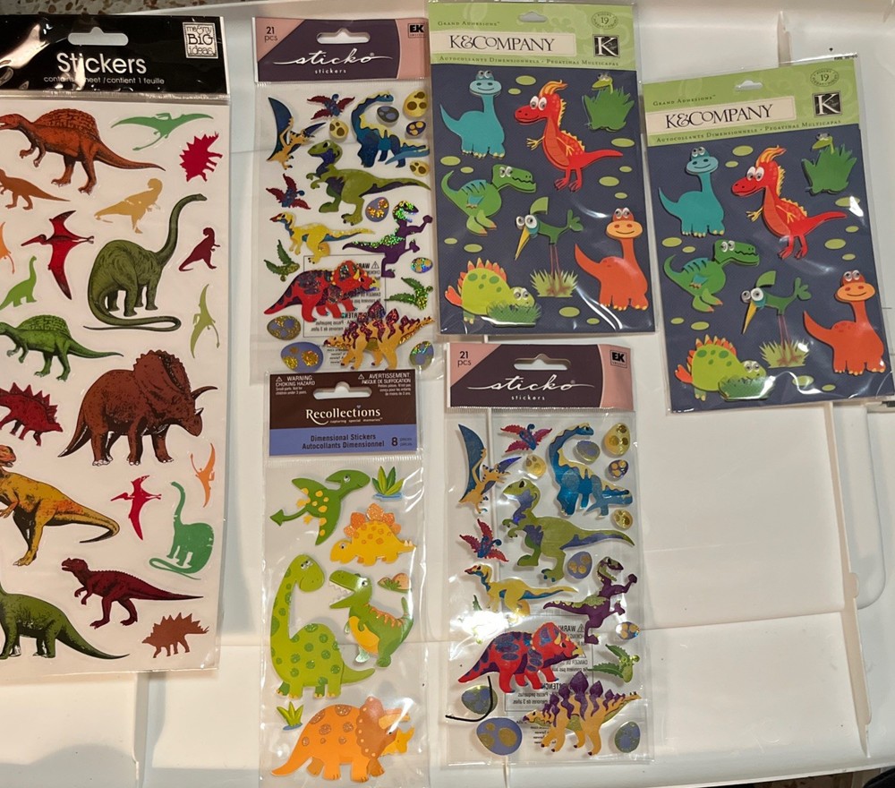 Dimensional Scrapbooking Stickers LOT of 6 DINOSAURS dinosaur LOOK!