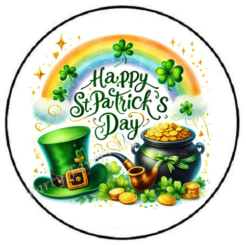 HAPPY ST PATRICKS DAY POT OF GOLD ENVELOPE SEALS LABELS STICKERS PARTY FAVORS