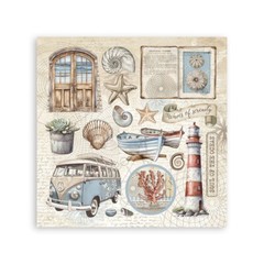 Stamperia – SILENT SEA – MATT STICKERS – 16.5 cm x 16.5 cm – Sea Shells, Horse