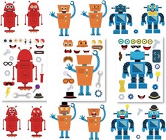 24 Sheets Make Your Own Robot Stickers Make A Face Stickers for Kids Toddlers wi