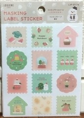LOUJENE TOKYO Masking Label Sticker 48 Christmas Santa Bear Snowman Gift JAPAN