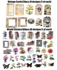 260PCS Vintage Journaling Scrapbooking Supplies Flowers and Butterflies