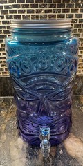 Place & Time Tiki Mask Drink Dispenser Luau 202.88 oz/1.6 gal Blue/Purple Glass