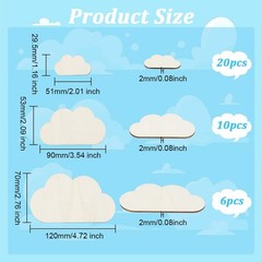 OLYCRAFT 36pcs 3 Sizes Unfinished Wood Slices Wood Color Cloud Shape Wooden P…