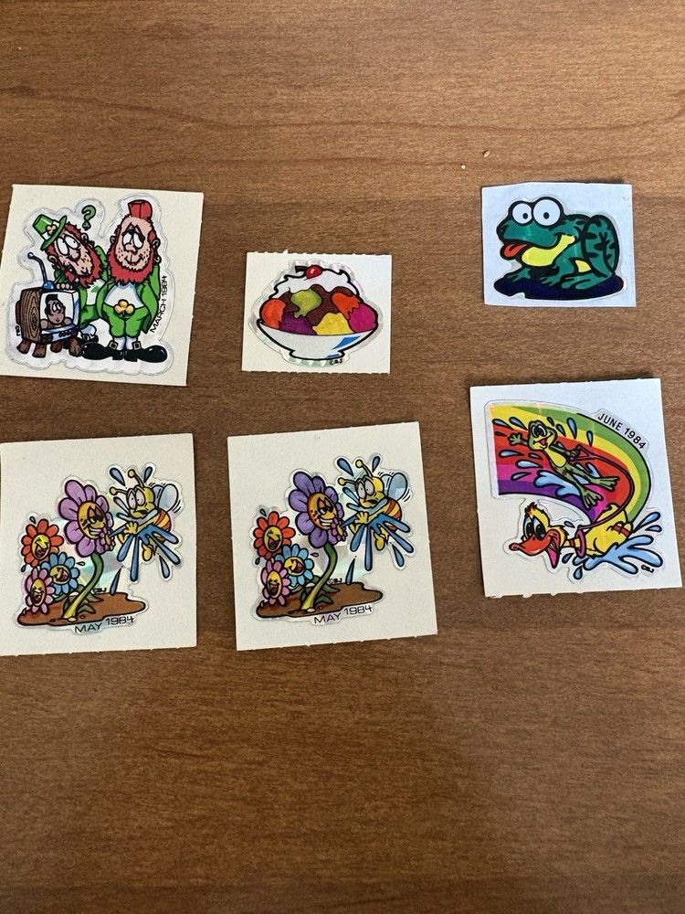 Vintage BJs Calendar Stickers Lot Of 6 Prismatic Stickers BJ BJ’s 1984 Frog