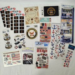 US NAVY Scrapbook Stickers Lot USN Patriotic USA Window Flags Military