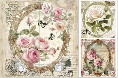 3pcs/Set Rose Rub on Transfers for Furniture and Crafts 6×12 inch Vintage Photo