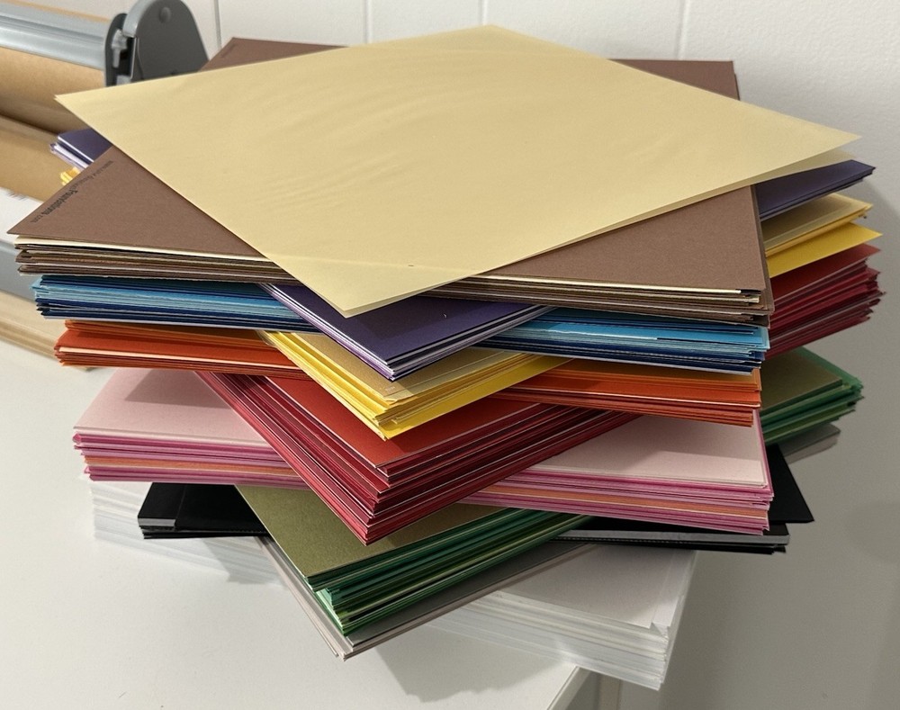 Scrapbooking Paper Lot of 75(random selection)-12” x 12”, Solid Colors, Smooth
