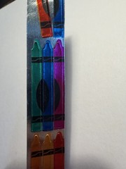 VINTAGE 80s CARDESIGN TOOTS «CRAYONS» 6” METALLIC FOIL STICKER STRIP MUS 132CX