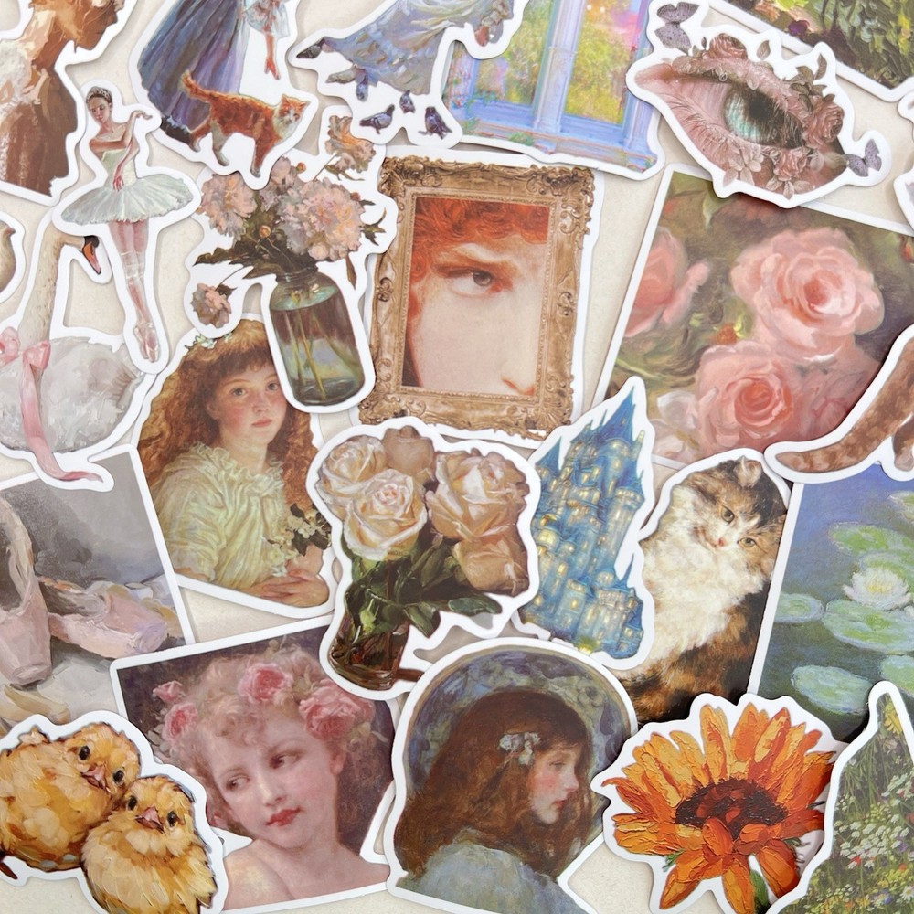 Spring Impressionist Collage Stickers Junk Journal Scrapbooking