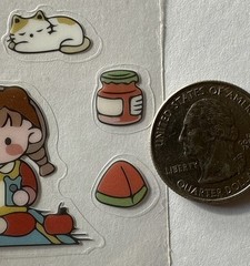 LITTLE PICNIC GIRL Mylar Stickers (5pc)Kids•Watermelon•Cat•Jam •Milk•Card Making