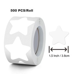 White Star Sticker Roll, 1.5 Inch, Self~Adhesive, Waterproof, 500 PCS