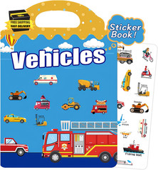 Reusable Sticker Book for Kids, Vehicles Style | Travel Stickers, Waterproof, To