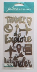 Jolee’s Metal Travel Words Explore Wander Scrapbooking Stickers